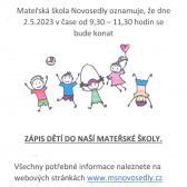 Zápis dětí do Mateřské školy Novosedly 1